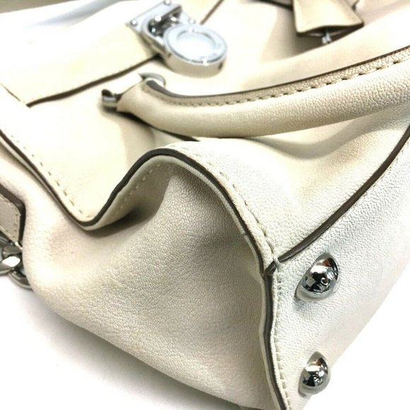 MICHAEL KORS Hamilton Satchel Hand Bag Shoulder Bag 2way bag Off-White - Picture 5 of 9